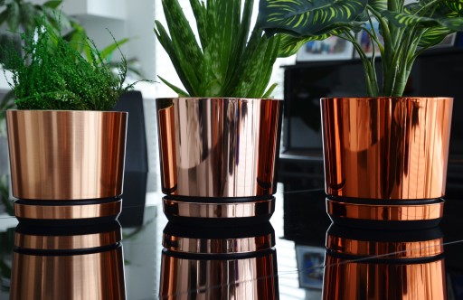 Krásny zlatý kvetináč s leskom do kuchyne, obývačky, kancelárie, 12 cm Glamour LOFT