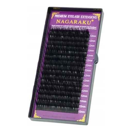 Nagaraku mihalnice 0,07D 12mm Premium Eyelashes objemové mihalnice 16 pásikov