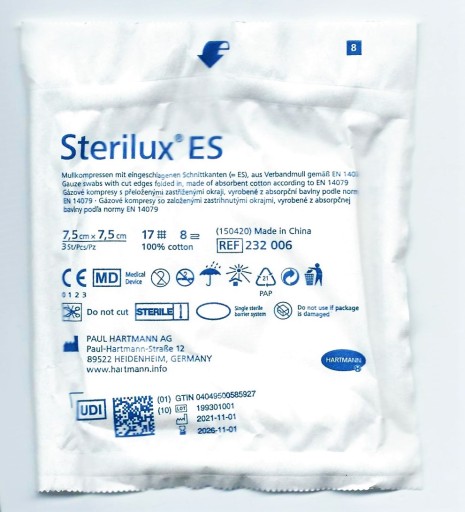 HARTMANN Sterilux ES 7,5 x 7,5 cm 3ks sterilné 17n 8w