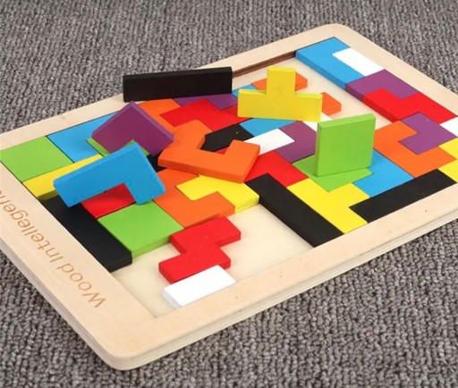 TETRIS PUZZLE DREVENÉ BLOKY MONTESSORI BLOCKS 3D LOGICKÁ HRA