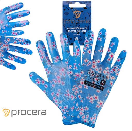 Dámske ochranné záhradné rukavice X-COLOR-PU, veľkosť 6 Procera