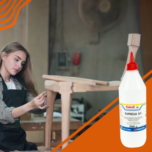 RAKOLL express D3 lepidlo na drevo 500g 0,5kg biela rýchlosilná MDF OSB trieska