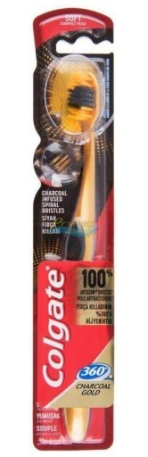 Zlatá zubná kefka Colgate Charcoal 360