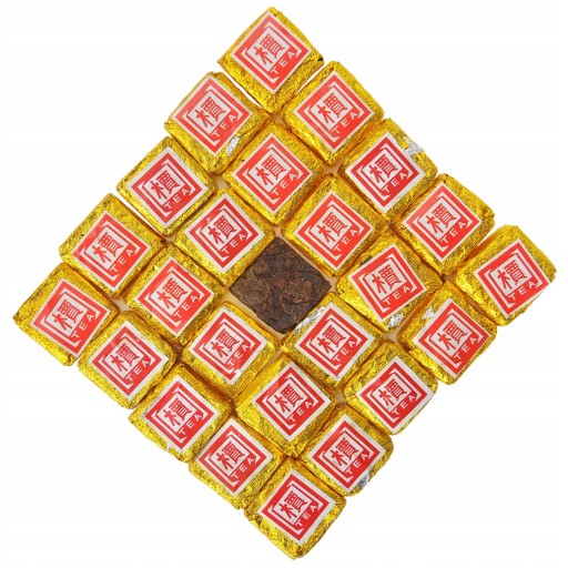 Lisovaný čaj červený PU ERH TUOCHA GOLD štvorcový 50g puerh
