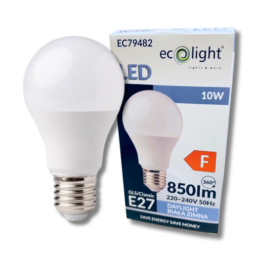 LED ŽIAROVKA E27 10W 6500K STUDENÁ FARBA 850lm Klas.