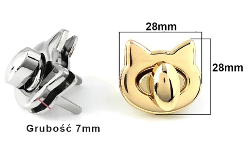Ozdobné kovové pracky na tašku Silver Cat