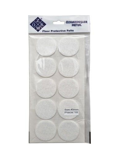 Plstené podložky na okrúhle stoličky, biele, okrúhle, 4,5 cm - 10 ks.