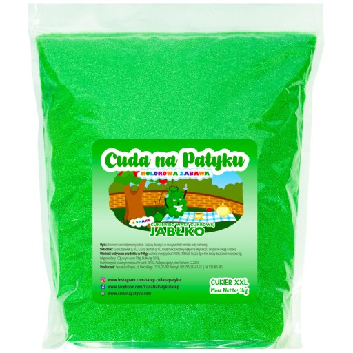 Farebný cukor do stroja na cukrovú vatu, PRÍCHUŤ JABLKA 1KG