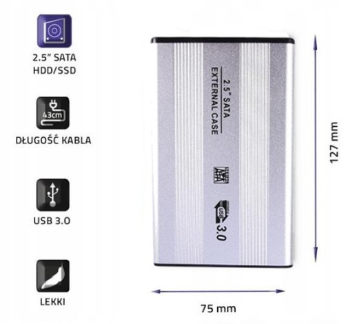 2,5' DISK OHRNUTIE SATA USB 3.0 HDD BAY SILVER
