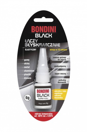 Bondini univerzálne sekundové lepidlo čierne 6g
