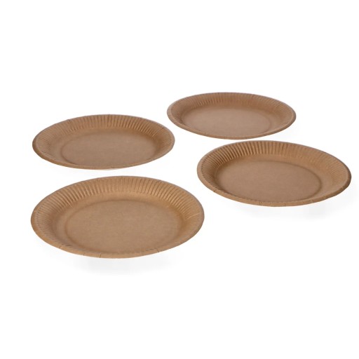 Jednorazové okrúhle kraft papierové taniere, ekologické, 18 cm, x100