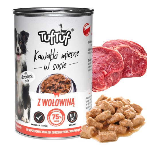 TUF TUF Mokré krmivo pre psov KOUSKY V OMÁČKE Hovädzie mäso 415g