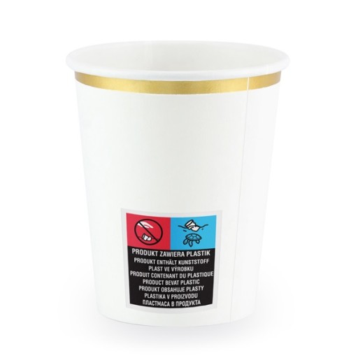 Biele papierové poháre 260ml, 6ks KPP30-008