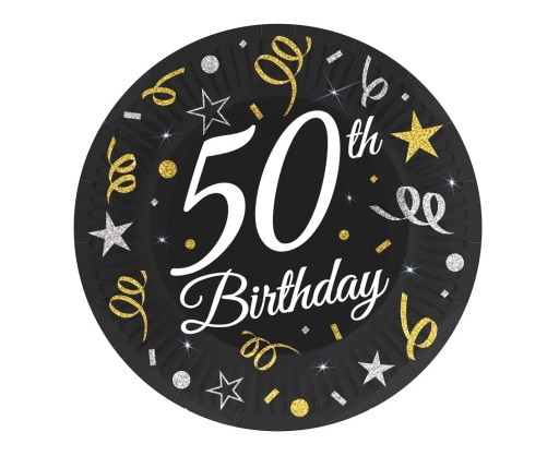 Papierové taniere 50th Birthday Black Gold 6 ks.