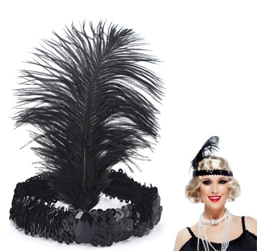 Charlestone Retro čelenka s perím 20., 30. a 40. rokov 20. storočia