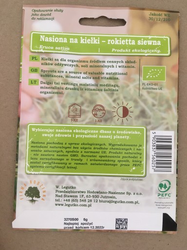 Semená rukoly 5g BIO - Semená - W. Legutko