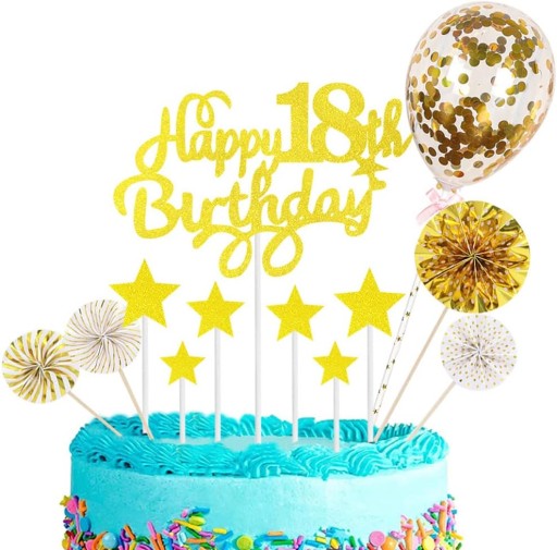 NARODENINY NA NARODENINY 18 ZLATÝ GLITTER HAPPY BIRTHDAY TOPERPERS 18