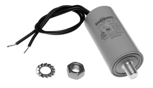 Štartovací kondenzátor pre jednofázový motor 2uF 450V s 20cm káblami