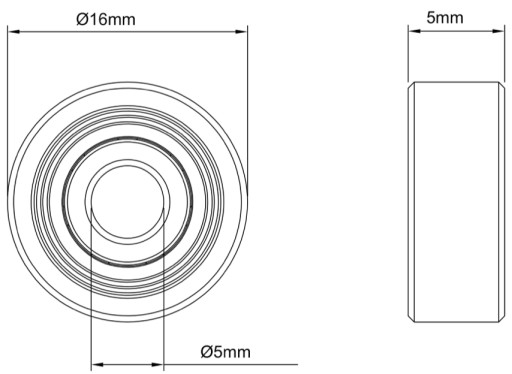 10ks GULIČKOVÉ LOŽISKO 625ZZ 5x16x5mm