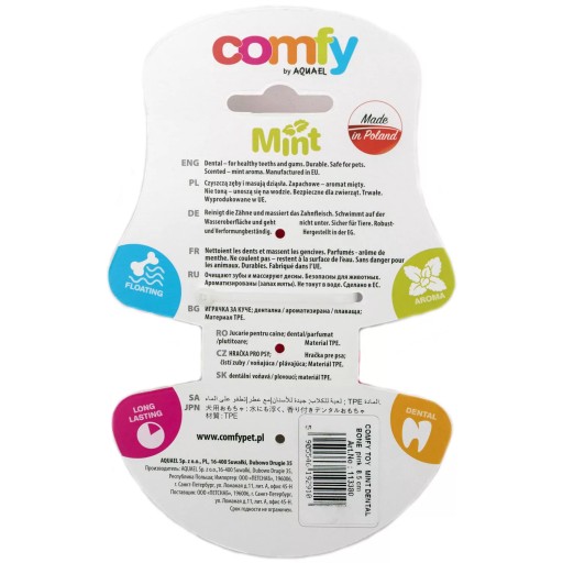 COMFY TOY MINT DENTAL KOST RUŽOVÁ 8,5 cm