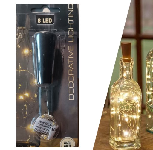 LED korok, dekoratívne osvetlenie na fľašu, 8 LED