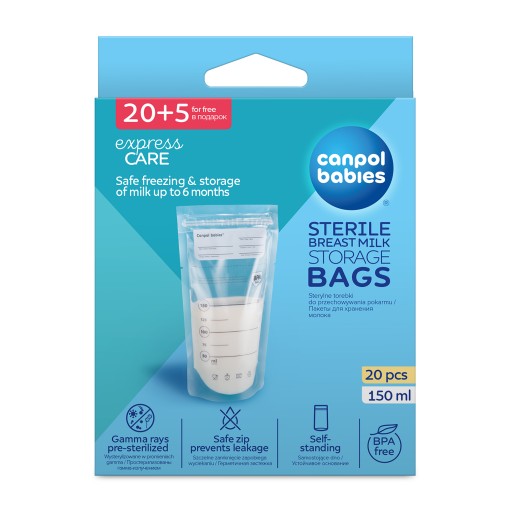 STERILNÉ SÁČKY VRECKO NA ZMRAZOVANIE POTRAVÍN 150ml - 25 kusov.