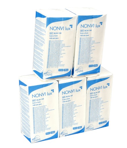 Nesterilné obklady z netkanej textílie 5cmx5cm 5x100 kusov