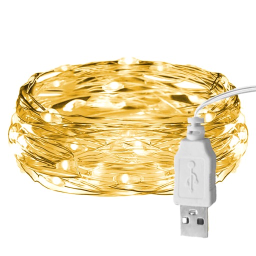LED VIANOČNÉ SVIETIDLÁ REŤAZOVÁ GARLANDA VIANOČNÝ STROMEC USB 100LED 10m 2700K
