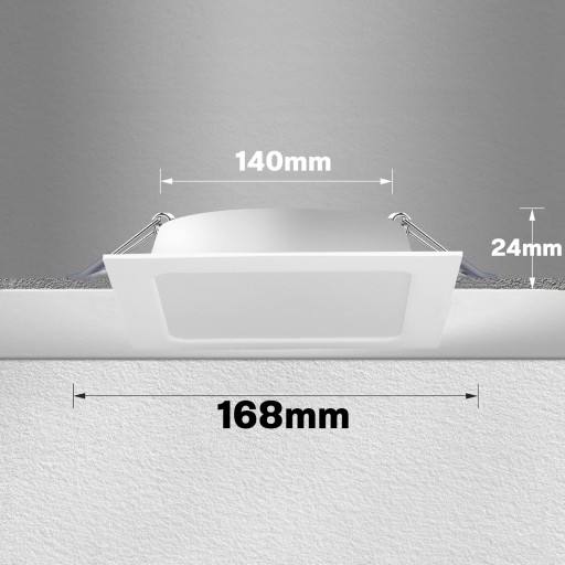 LED stropný panel, zapustený, pod omietku, štvorcový, 18 W, nebliká, CCD