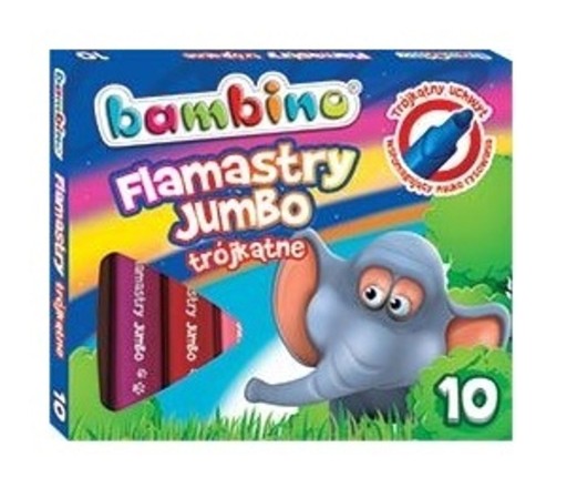 Trojuholníkové fixky JUMBO, 10 farieb Bambino