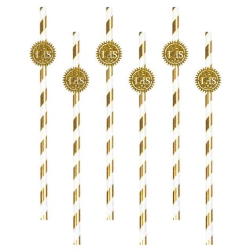 SLAMKY pap. STRIPED gold HOST glitter COMMUNION x6