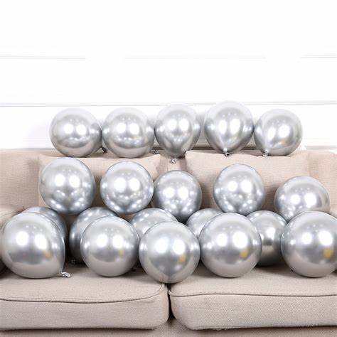 Kovové strieborné CHROME balóniky na girlandy, 5 palcov, 50 kusov