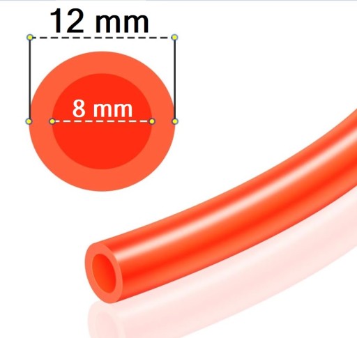 PNEUMATICKÁ HADICA PU POLYURETÁN 12 x 8 mm TEKALAN ČERVENÝ
