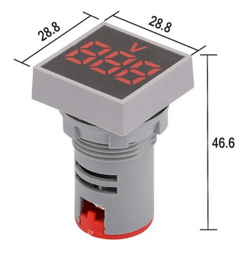 VOLTMETER 20-500VAC Štvorcový 29X29MM SKRUTKA PANELU BIELA