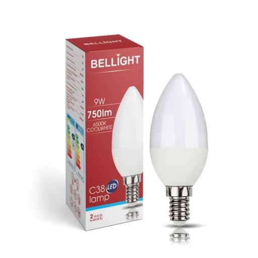 C38 LED žiarovka 230V 9w 6500k E14 830lm Sviečka