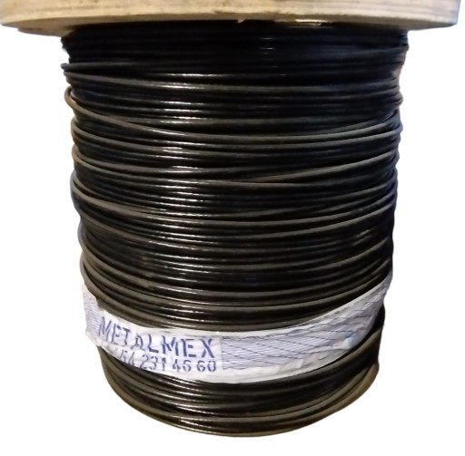 Lano Oceľové pozinkované lano s čiernym PVC povlakom 3/4,5mm 6x19 1m