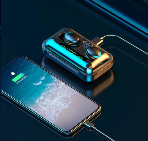 BEZDRÔTOVÉ SLÚCHADLÁ DO UŠÍ BLUETOOTH 5.1 BT + VSTAVANÁ POWERBANK