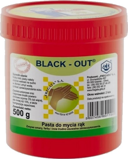 Fregata Blackout pasta na umývanie rúk pre bezpečnosť a ochranu zdravia pri práci 500g