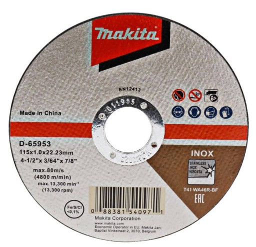 MAKITA REZNÝ KOTÚČ NA INOX OCEL 115x1,0 mm WA46R D-65953