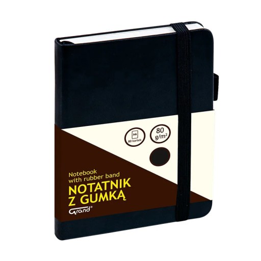 Zápisník GRAND A6 s gumou, čierny