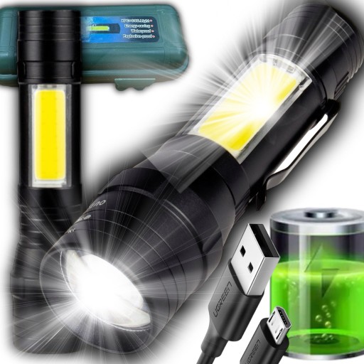 VÝKONNÁ LED COB ZOOM USB TAKTICKÁ BATERKA
