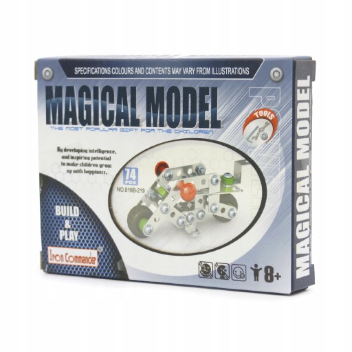 KOVOVÉ STAVEBNÉ BLOKY NA MONTÁŽ 3V1 3D PUZZZLE MOTOCYKEL 74 EL