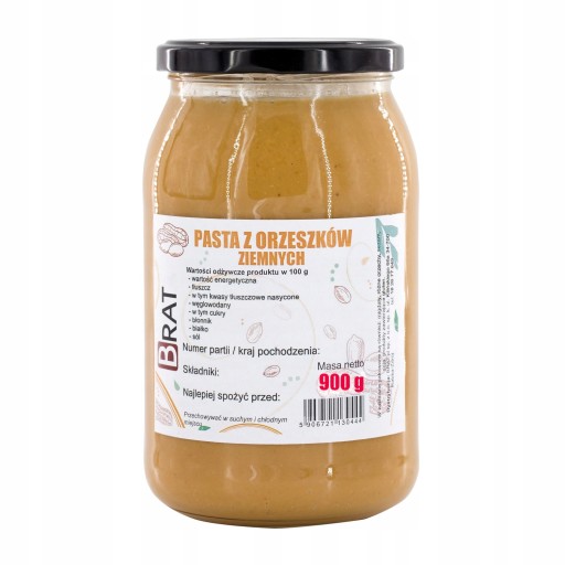 ARAŠIDOVÉ MASLO 900ml arašidové maslo BEZ SOLI, CUKRU