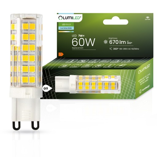 LED CAPSULE žiarovka MINI G9 7W = 60W 6500K STUDENÁ FARBA SMD 230V LUMILED