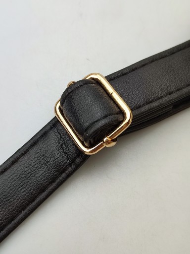 Popruh na kabelku, 20 mm, čierny, so zlatými karabínkami, 64 - 115 cm