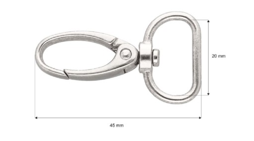 Ozdobná kovová karabínka 20 mm Strieborný krab