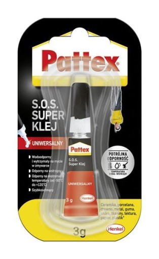 Sekundové lepidlo PATTEX univerzálne SUPER S.O.S 3 g