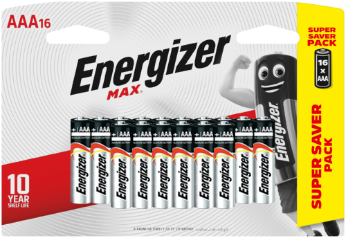 16x Energizer MAX AAA alkalická batéria RL03 E92 tenké prsty