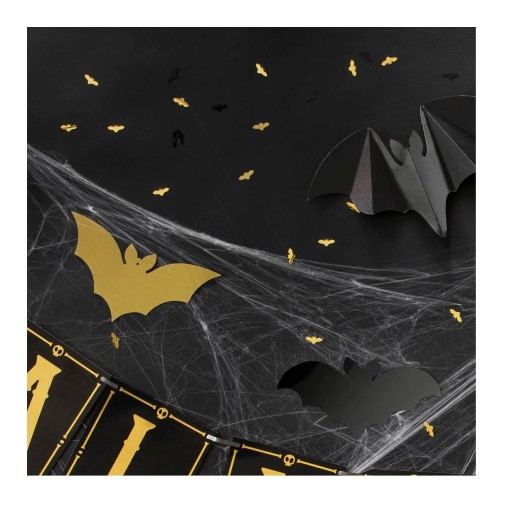Fóliové konfety Halloween Bats zlaté a čierne Batman Table dekorácie