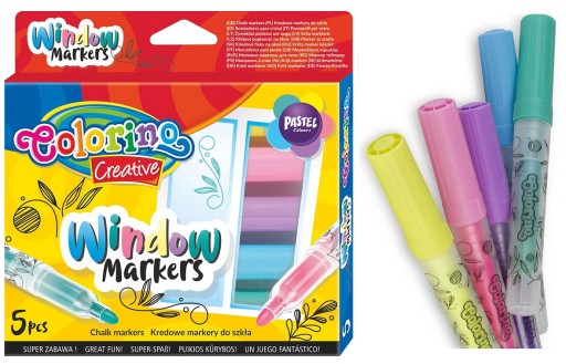 Pastelové Colorino popisovače na kriedové sklo, 5 farieb